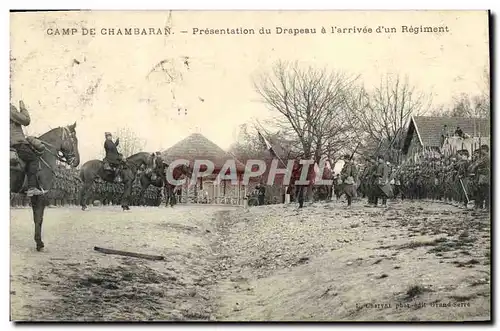Cartes postales Militaria Camp de Chambaran Presentation du drapeau a l&#39arrivee d&#39un regiment