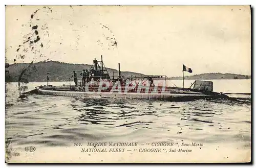 Cartes postales Bateau Sous marin Sous-marin Cigogne