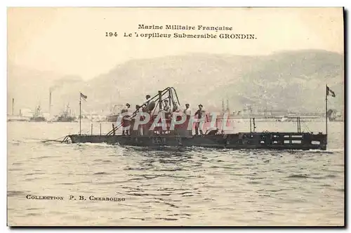 Cartes postales Bateau Sous marin Sous-marin Torpilleur submersible Grondin