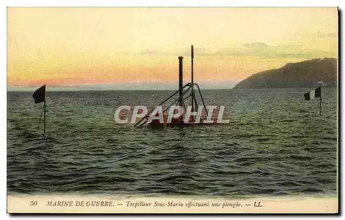 Cartes postales Bateau Sous marin Sous-marin Torpilleur sous-marin effectuant une plongee