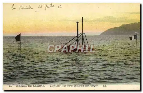 Ansichtskarte AK Bateau Sous marin Sous-marin Torpilleur sous marin effectuant une plongee