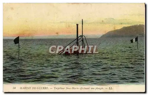 Cartes postales Bateau Sous marin Sous-marin Torpilleur sous marin effectuant une plongee