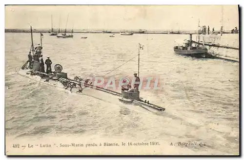 Ansichtskarte AK Bateau Sous marin Sous-marin perdu a Bizerte 16 octobre 1906 Tunisie