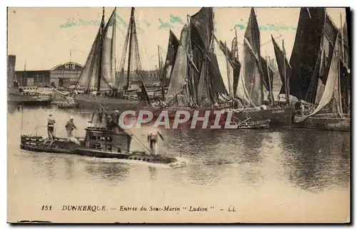 Ansichtskarte AK Bateau Sous marin Sous-marin Dunkerque Entree du sous marin Ludion