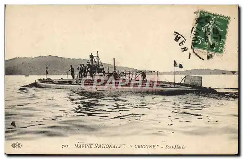 Cartes postales Bateau Sous marin Sous-marin Cigogne