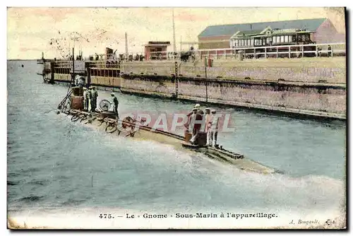 Cartes postales Bateau Sous marin Sous-marin Gnome Sous marin a l'appareillage