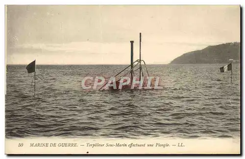 Ansichtskarte AK Bateau Sous marin Sous-marin Torpilleur sous-marin effectuant une plongee