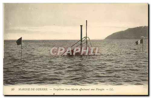 Cartes postales Bateau Sous marin Sous-marin Torpilleur sous-marin effectuant une plongee