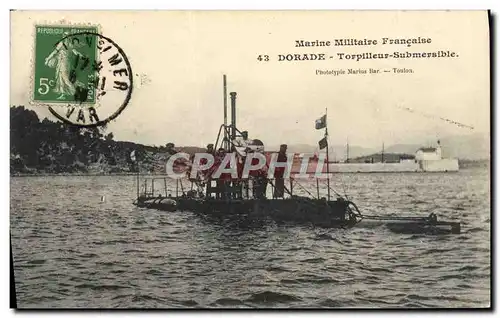 Cartes postales Bateau Sous marin Sous-marin Dorade Torpilleur submersbile