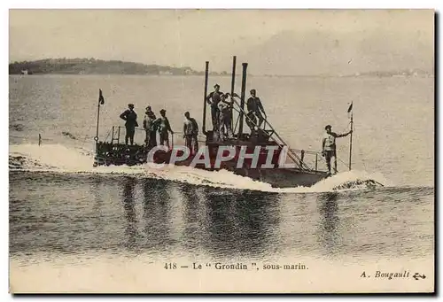 Cartes postales Bateau Sous marin Sous-marin Grondin