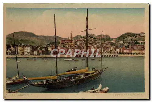 Cartes postales Menton Le port et la vieille ville Bateau