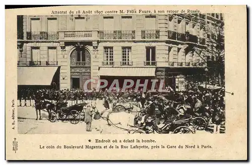 Ansichtskarte AK Attentat 18 aout 1897 contre M Felix Faure a son retour de Russie Russia Boulevard Magenta Paris