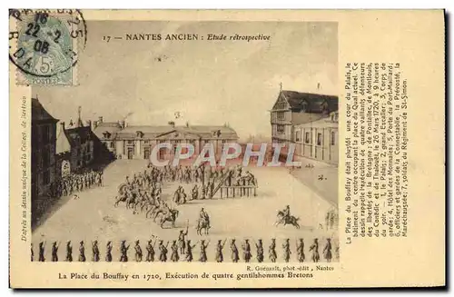 Cartes postales Nantes La place du Bouffay en 1720 Execution de quatre gentilshommes Bretons