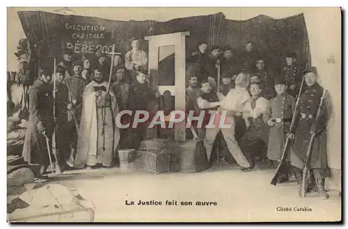 Cartes postales La justice fait son oeuvre Guillotine