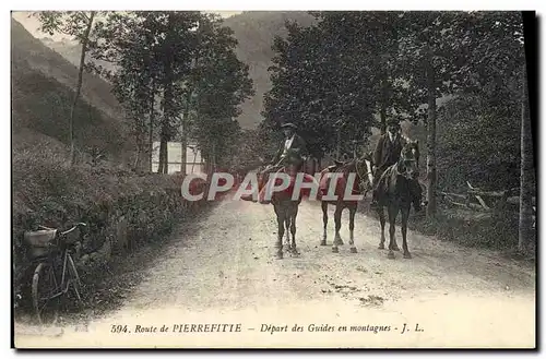 Ansichtskarte AK Alpinisme Route de Pierrefitte Depart des guides en montagnes Cheval