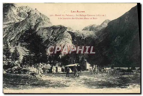 Cartes postales Alpinisme Massif du Pelvoux Le refuge Cezanne a la jonction des glaciers Blanc et Noir