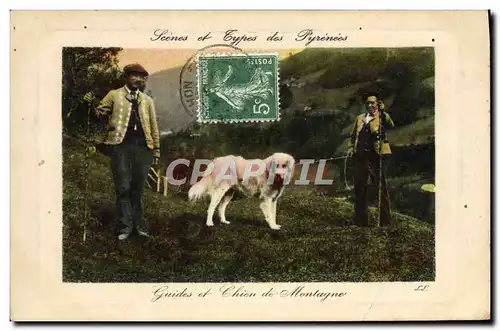 Cartes postales Alpinisme Pyrenees Guides et chien de montagne