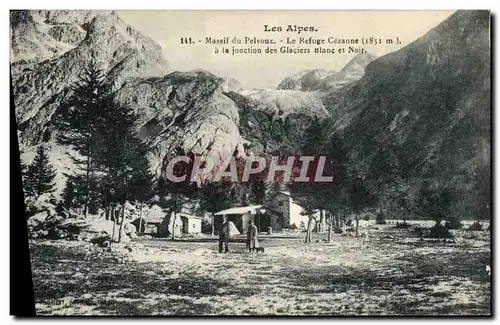Cartes postales Alpinisme Massif du Pelvoux Le refuge Cezanne a la jonction des Glaciers Blanc et noir