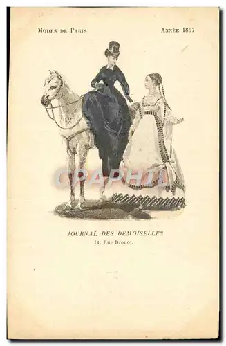 Cartes postales Mode Coiffe Femme Journal des demoiselles Rue Drouot Annee 1867 Cheval