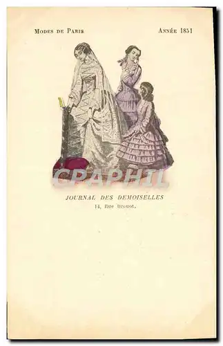 Cartes postales Mode Coiffe Femme Journal des demoiselles Rue Drouot Annee 1851