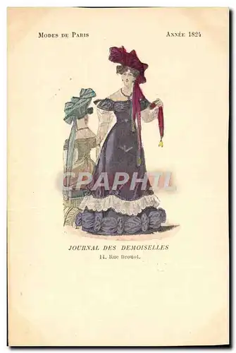 Cartes postales Mode Coiffe Femme Journal des demoiselles Rue Drouot Annee 1824