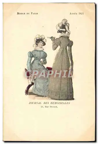 Cartes postales Mode Coiffe Femme Journal des demoiselles Rue Drouot Annee 1821