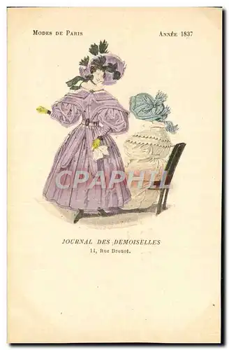 Cartes postales Mode Coiffe Femme Journal des demoiselles Rue Drouot Annee 1837
