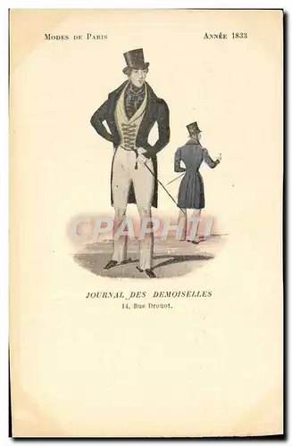 Ansichtskarte AK Mode Coiffe Femme Journal des demoiselles Rue Drouot Annee 1833