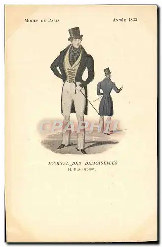 Cartes postales Mode Coiffe Femme Journal des demoiselles Rue Drouot Annee 1833