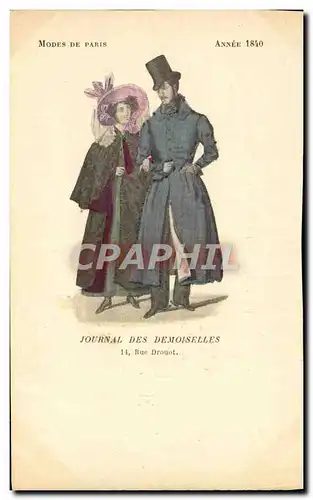 Cartes postales Mode Coiffe Femme Journal des demoiselles Rue Drouot Annee 1840