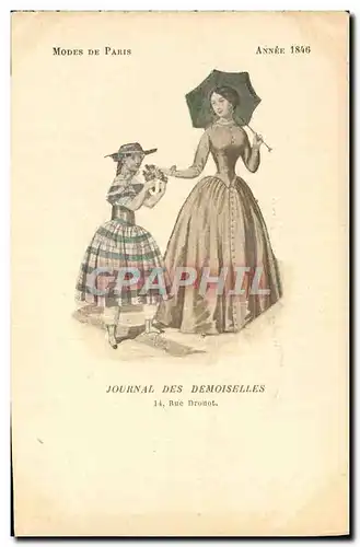 Cartes postales Mode Coiffe Femme Journal des demoiselles Rue Drouot Annee 1846
