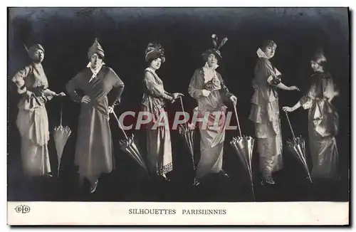 Ansichtskarte AK Mode Coiffe Femme Silhouettes parisiennes