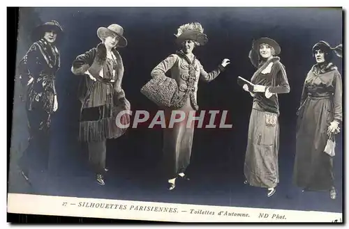 Ansichtskarte AK Mode Coiffe Femme Silhouettes parisiennes Toilettes d&#39automne