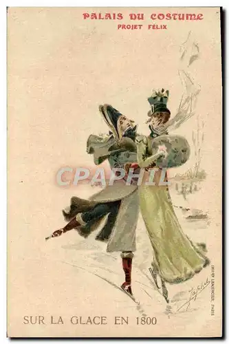 Cartes postales Patinage Patins a glace Sur la glace en 1800 Palais du costume