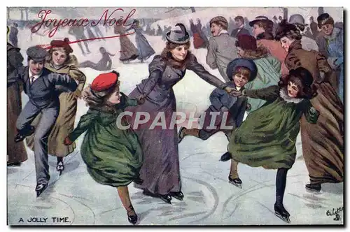 Cartes postales Patinage Patins a glace A jolly time