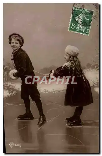Cartes postales Patinage Patins a glace Enfants