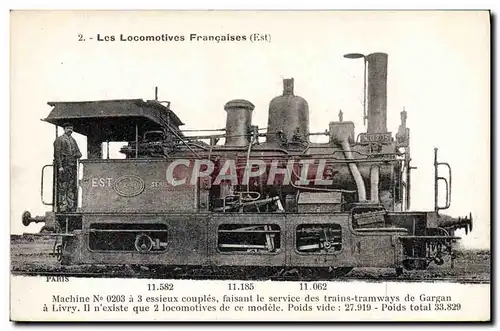 Cartes postales Train Locomotive Machine 0203 a 3 essieux couples