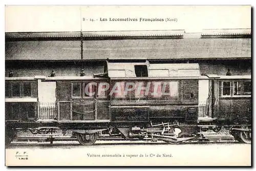 Cartes postales Train Locomotive Voiture automobile a vapeur de la Cie du Nord