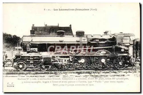 Cartes postales Train Locomotive Machine 3 1166 a surchauffeur Schmidt Coumpound a 4 cylindres