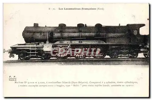 Ansichtskarte AK Train Locomotive Machine 3 1101 et 3 1102 a surchauffeur Schmidt foyer Belpaire