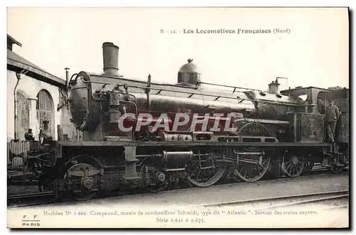 Cartes postales Train Locomotive Machine 2 666 Compound a surchauffeur Schmidt