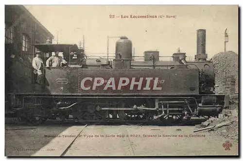 Cartes postales Train Locomotive Machine Tender serie 3011 a 3020 faisant le service de la ceinture