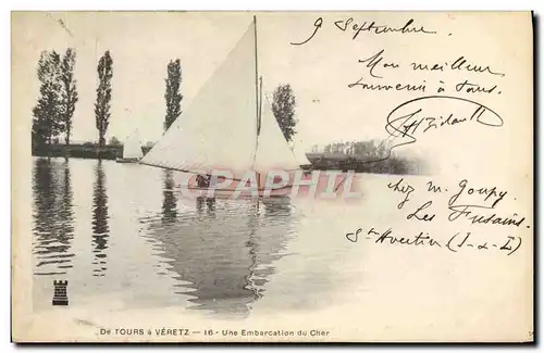 Cartes postales Bateau Voilier De Tours a Veretz Une embarcation du Cher