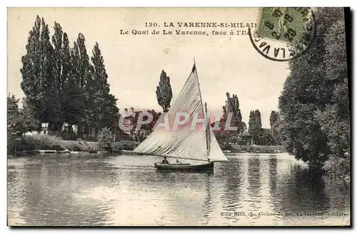 Ansichtskarte AK Bateau Voilier La Varenne St Hilaire Le quai de la Varenne face a l&#39ile