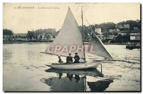 Ansichtskarte AK Bateau Voilier Billancourt Les bords de la Seine