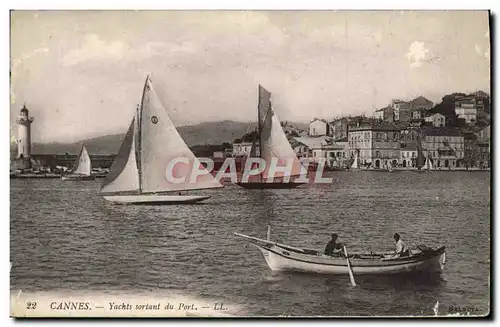 Cartes postales Bateau Voilier Cannes Yachts sortant du port