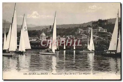 Cartes postales Bateau Voilier Evian les Bains Vue du lac Les regates