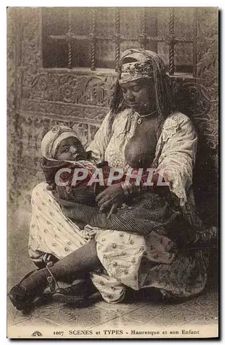 Ansichtskarte AK Beaute orientale Mauresque et son enfant