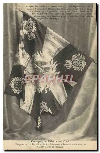 Cartes postales Militaria Drapeau du 1er bataillon du 87eme regiment d&#39infanterie de reserve