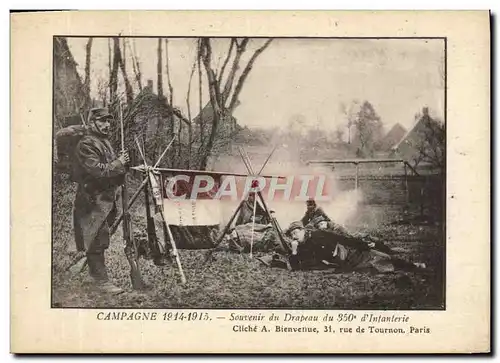 Ansichtskarte AK Militaria Campagne 1914 1915 Souvenir du drapeau du 350eme d&#39infanterie